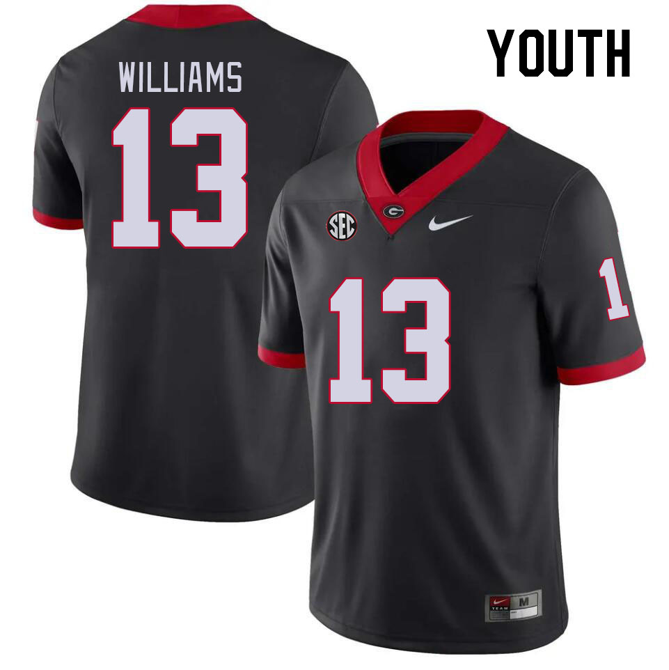 Youth #13 Mykel Williams Georgia Bulldogs College Football Jerseys Stitched-Black - Click Image to Close